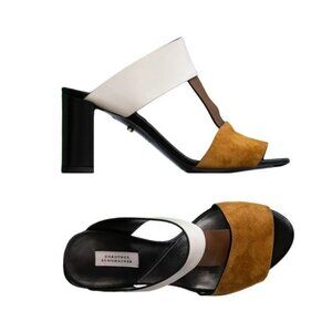 Dorothee Schumacher Color Block Wide Strap Mule Sandal Womens 38 Calf Leather